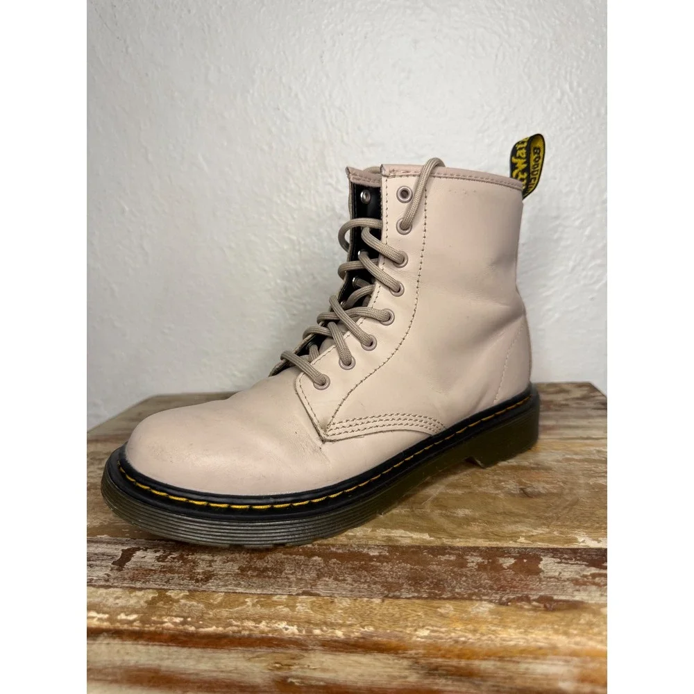 Doc Martens 1460 Girls 3 Lace Up Boots Taupe Leather